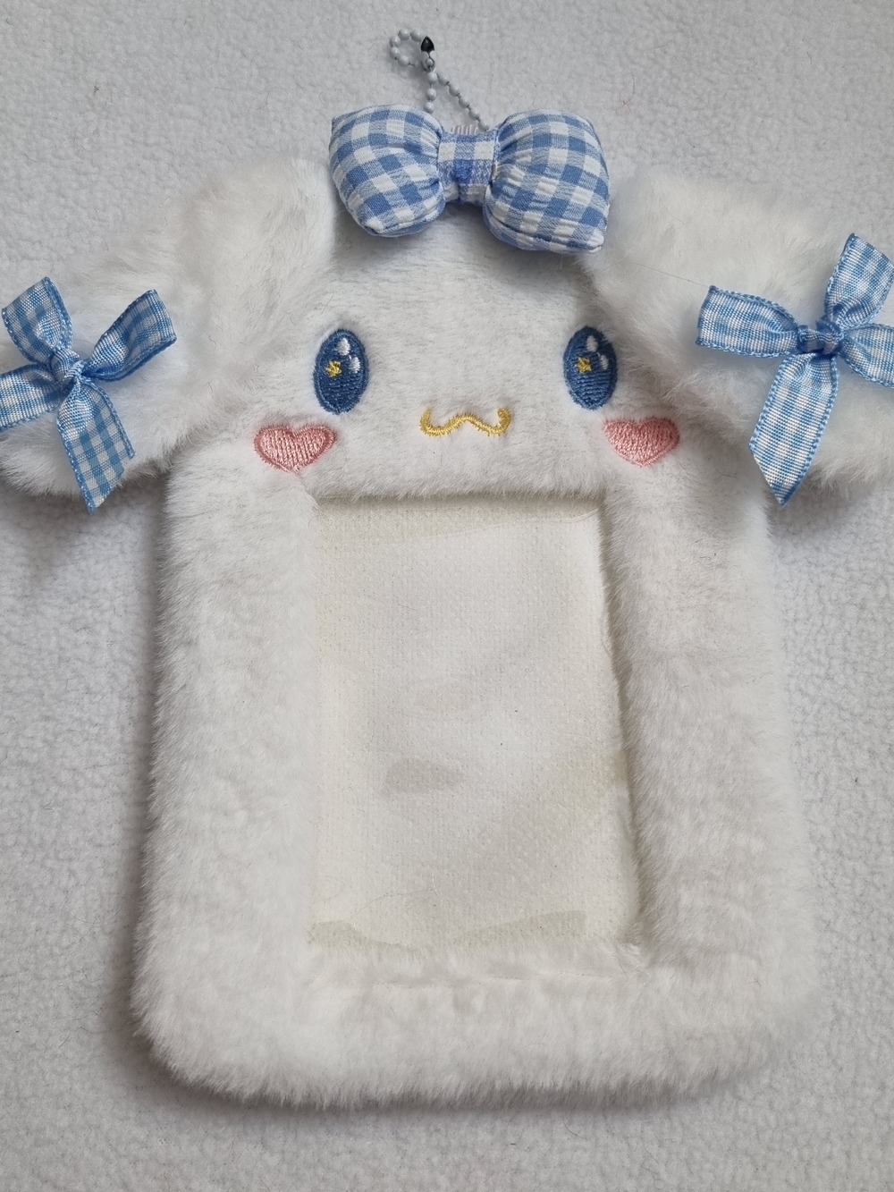 Cute Sanrio Cinnamoroll  Kpop Fluffy Plushy Photocard ID Star Phone Holder New